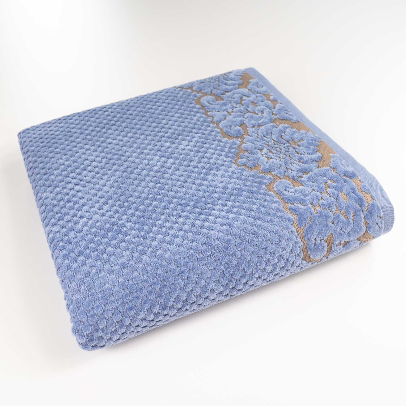 Полотенце банное Damask жаккардовое с велюром 70x140 см Синий (550-dv-140-blue)