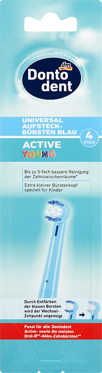 Насадки для кистей универсальные Dontodent Active Young 4 шт. Blue (БТ-089)
