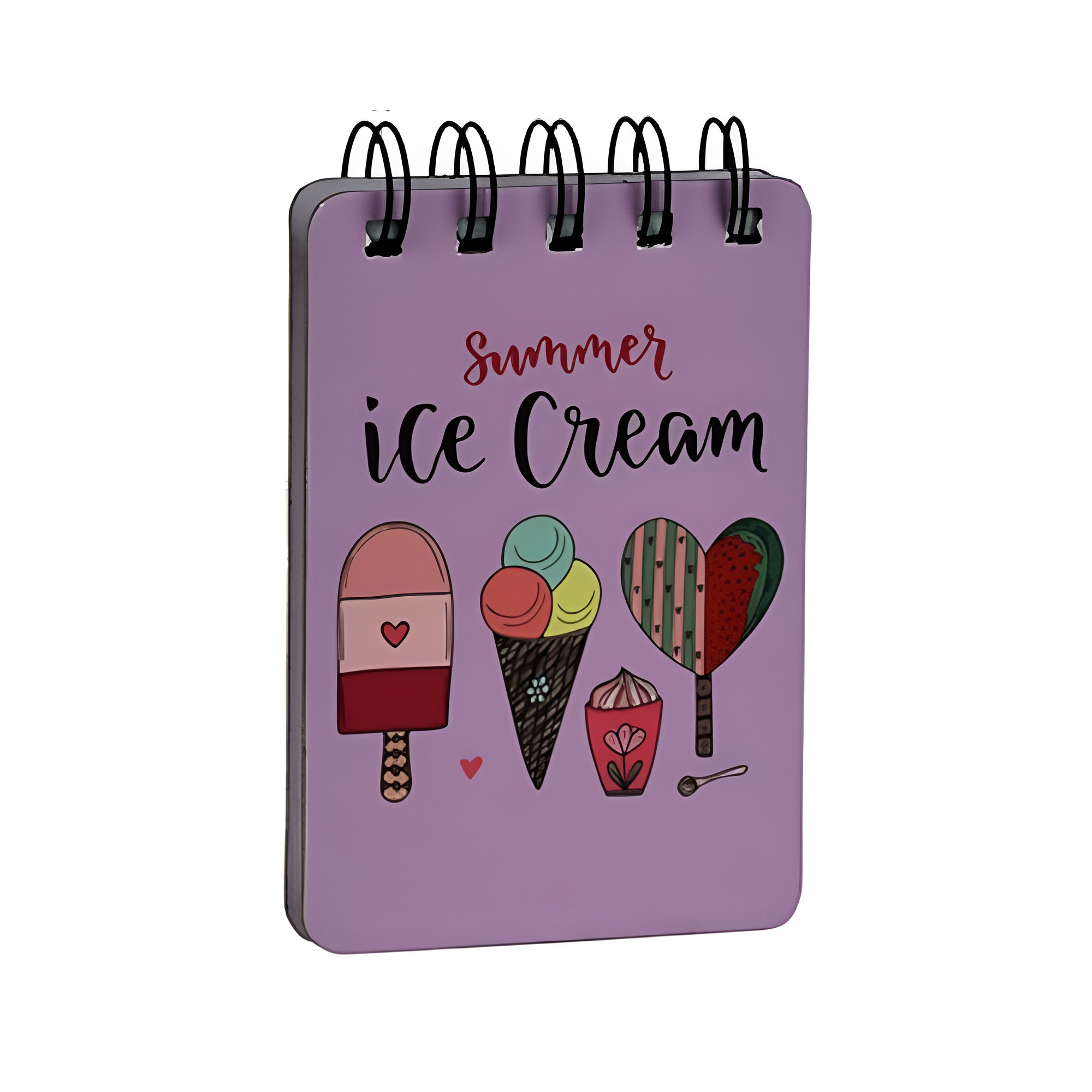 Блокнот детский на спирали Stenson Ice cream в линию/твердая обложка 10,5х7 см 55 листов Фиолетовый (WW00608ST)