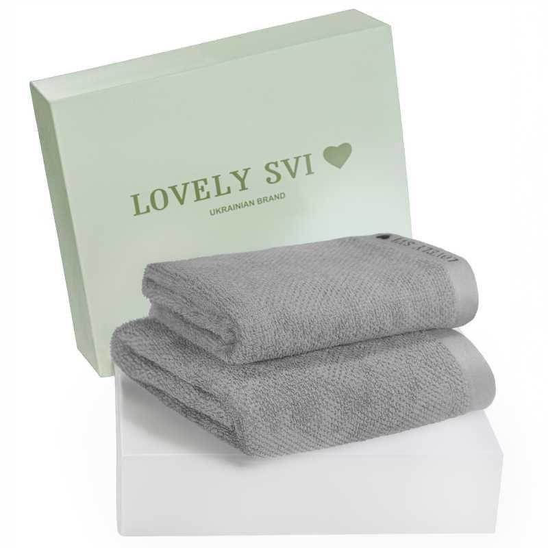 Набор полотенец Lovely Svi жакард 2 шт. в коробке 70x140 см и 50x90 см Бежево-серый (160226)