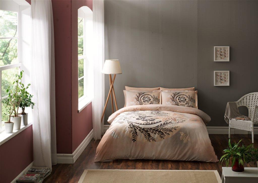 Постельное белье TАС Delux Laos kahve v4 евро (8696048434154)