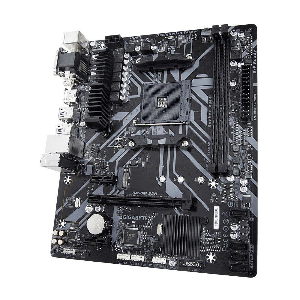 Материнська плата Gigabyte B450M S2H 2xDDR4VGA/DVI-D/HDMI mATX - фото 2
