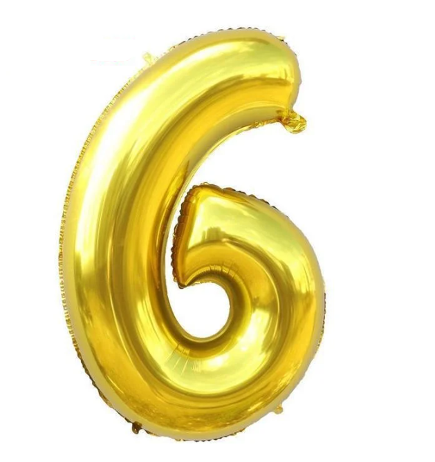 Кулька надувна TV-shop фольгована 32" цифра "6" Золотий (1347-6)