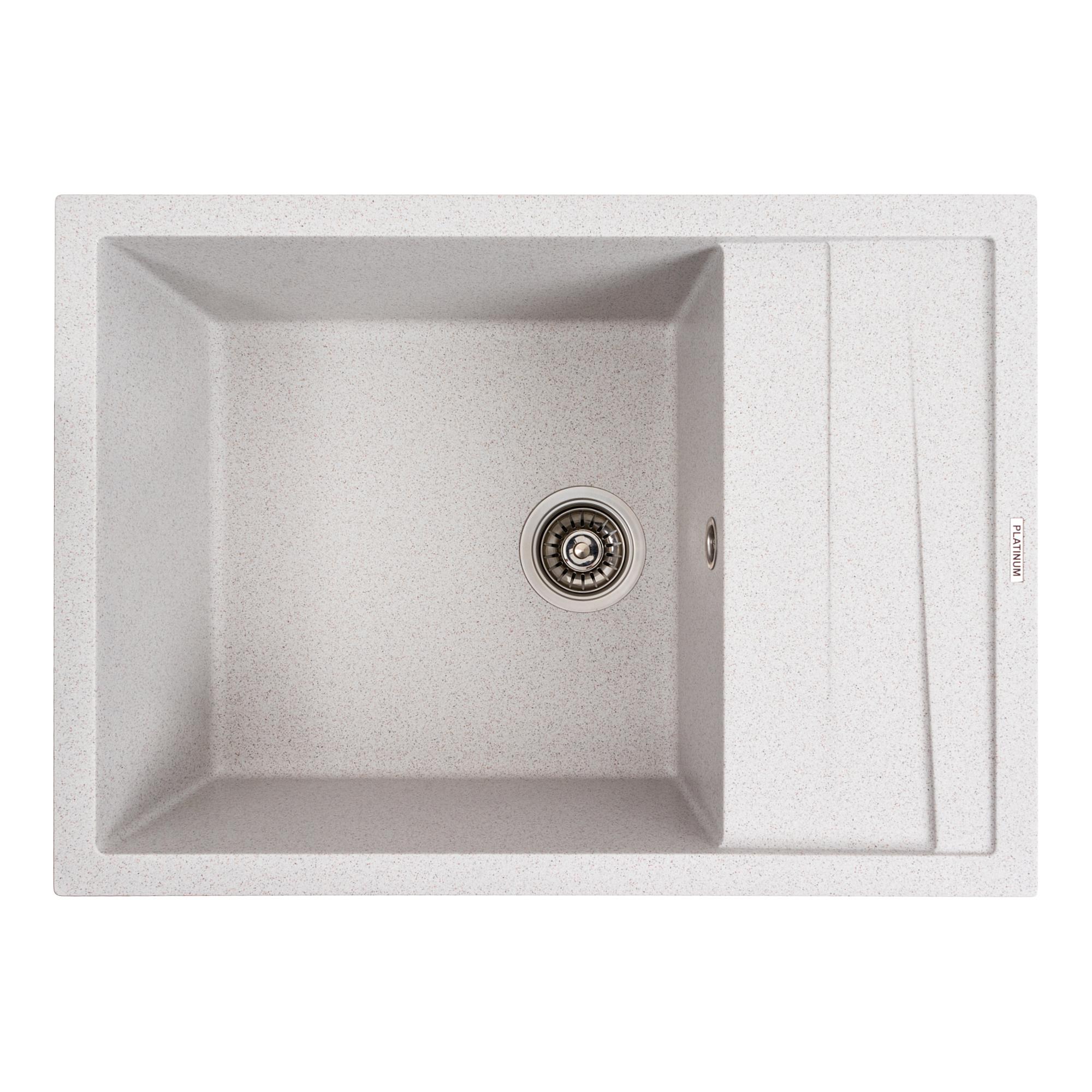 Мийка кухонна Platinum PLS-A42106 гранітна прямокутна 700x500 мм Білий (25969701)
