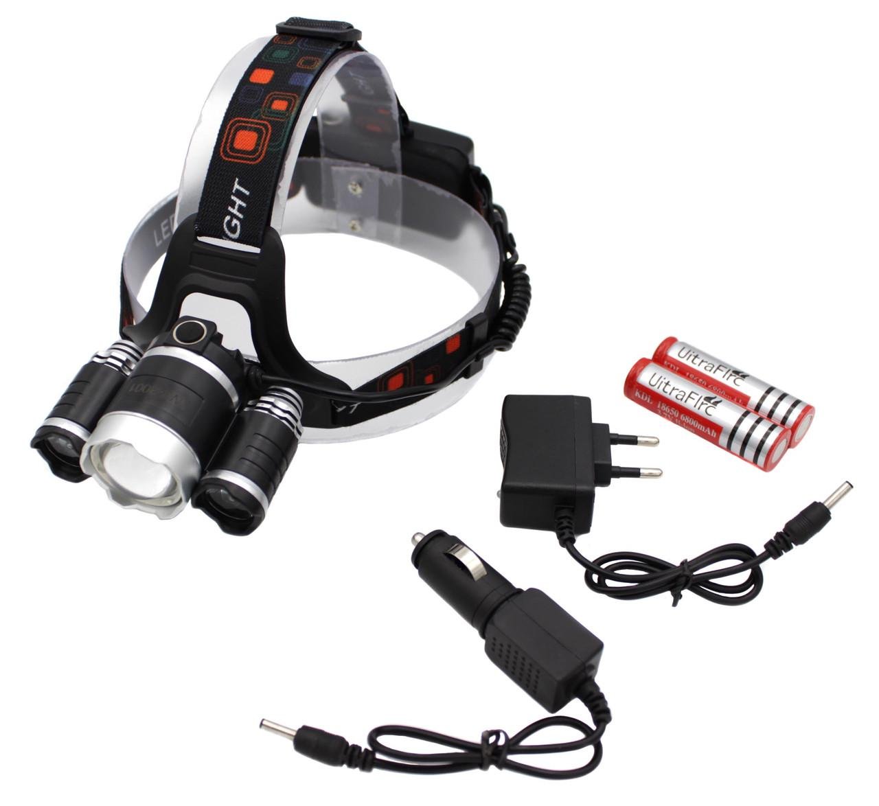 Налобный аккумуляторный фонарь BORUIT RJ3001 T6 LED ZOOM (t7083)