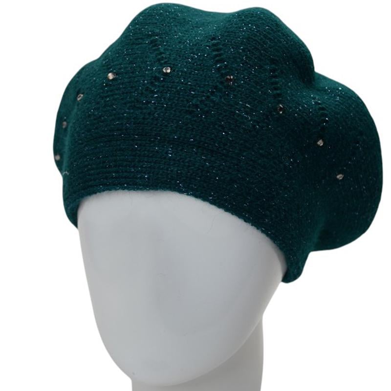 Берет женский Lirus БЕАТРИС с люрексовой нитью двойной с узором и стразами one size Зеленый (280704) - фото 1 Берет женский Lirus БЕАТРИС с люрексовой нитью двойной с узором и стразами one size Зеленый (280704) - фото 1