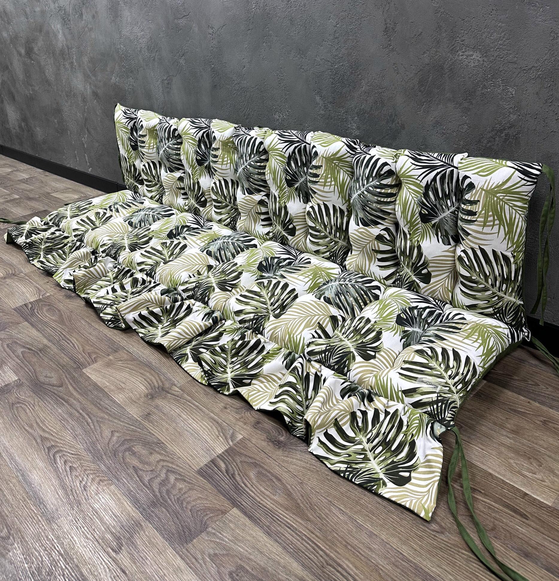 Подушка Сomfort Home Tropical leaves на поддоны/качели/каркасы/садовую мебель с рюшей 100х50х50 см