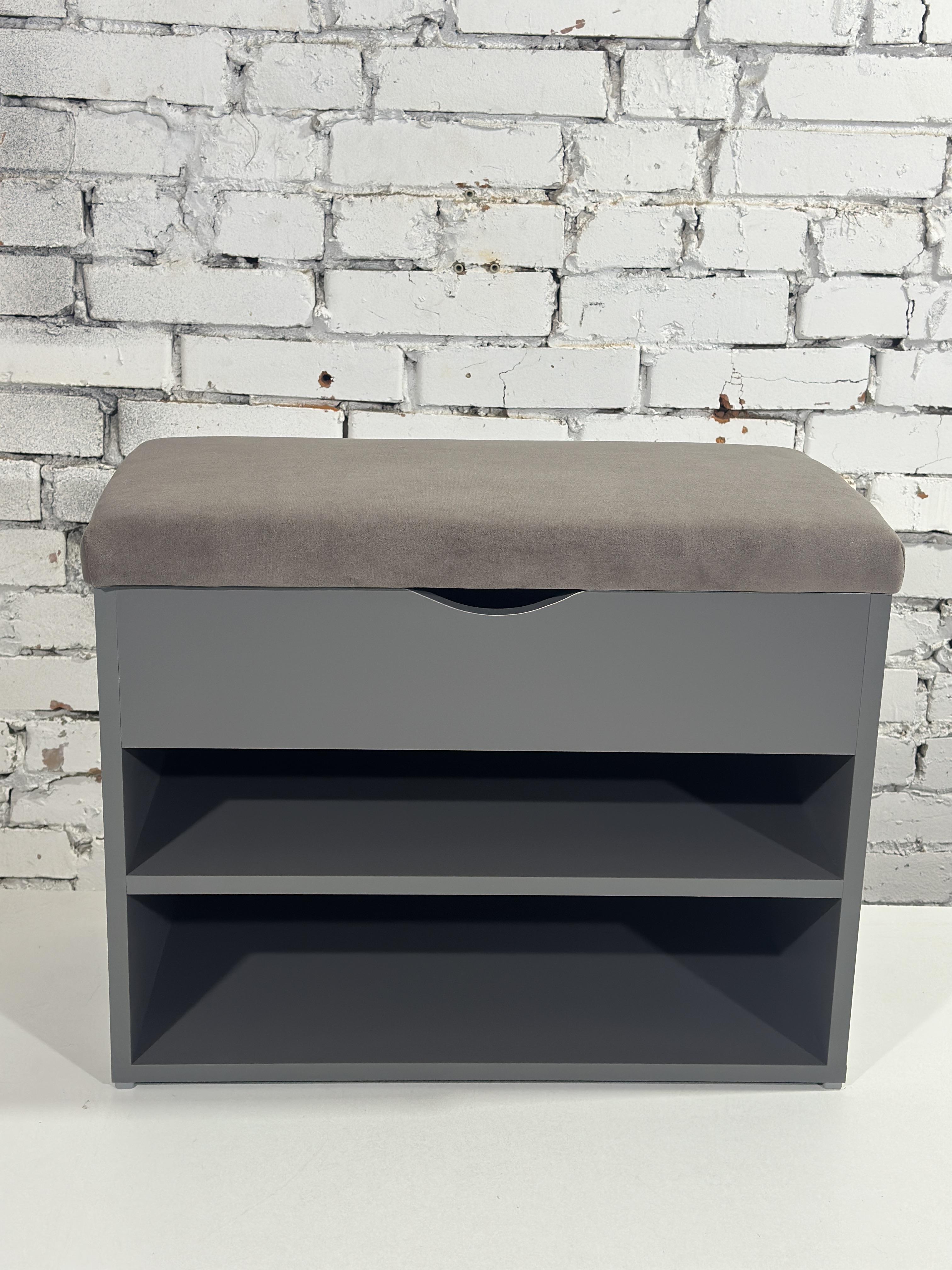 Тумба для обуви ДСП/ткань 30х70х45 см Графитовый/Капучино - фото 2