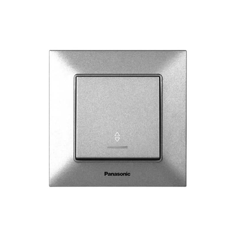 Выключатель проходной одноклавишный Panasonic Arkedia Slim с подсветкой и рамкой ABS серебристый (WNTC00042S UA1)