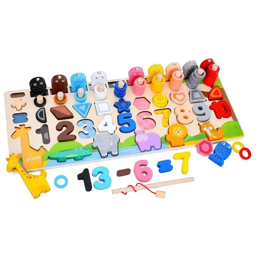 Игрушка для малышей Limo Toy Игровое поле Развивающая-пазнавалка из дерева 45х18 см Разноцветный (150-98-MD0820)