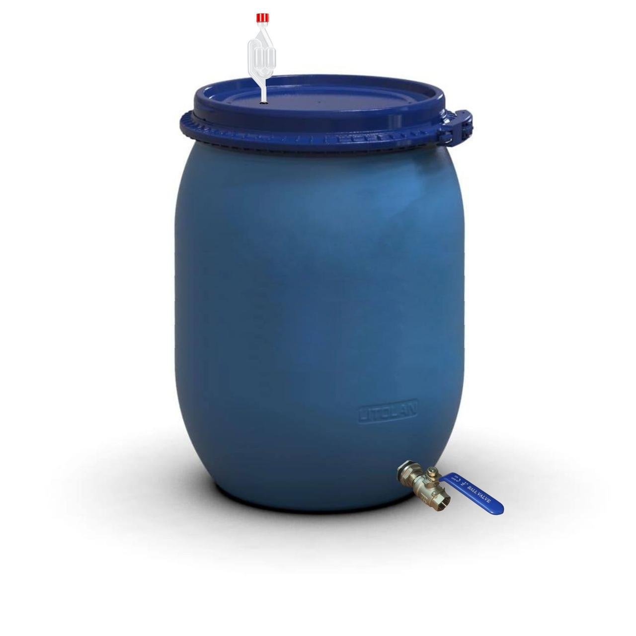 Бочка для брожения с винным клапаном S-образный и краном 1/2" из нержавеющей стали AISI 304 130 л (27643)