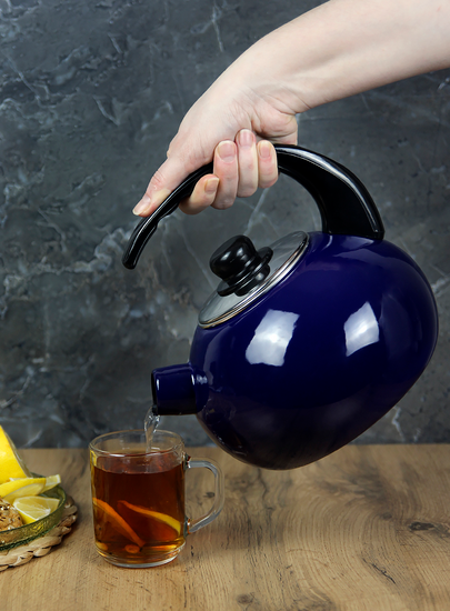 Чайник эмалированный со свистком 2,5л Синий (1039С) - фото 10 Чайник эмалированный со свистком 2,5л Синий (1039С) - фото 10