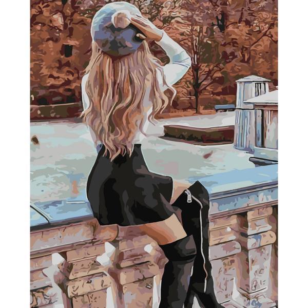 Картина по номерам Strateg Люди Девушка в берете 40х50 см в термопакете (SY6309)