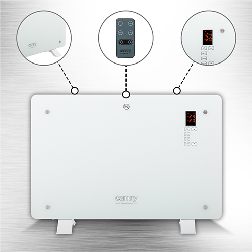 Обогреватель стеклянный Camry CR 7721 LCD с пультом ДУ White (7721) - фото 8