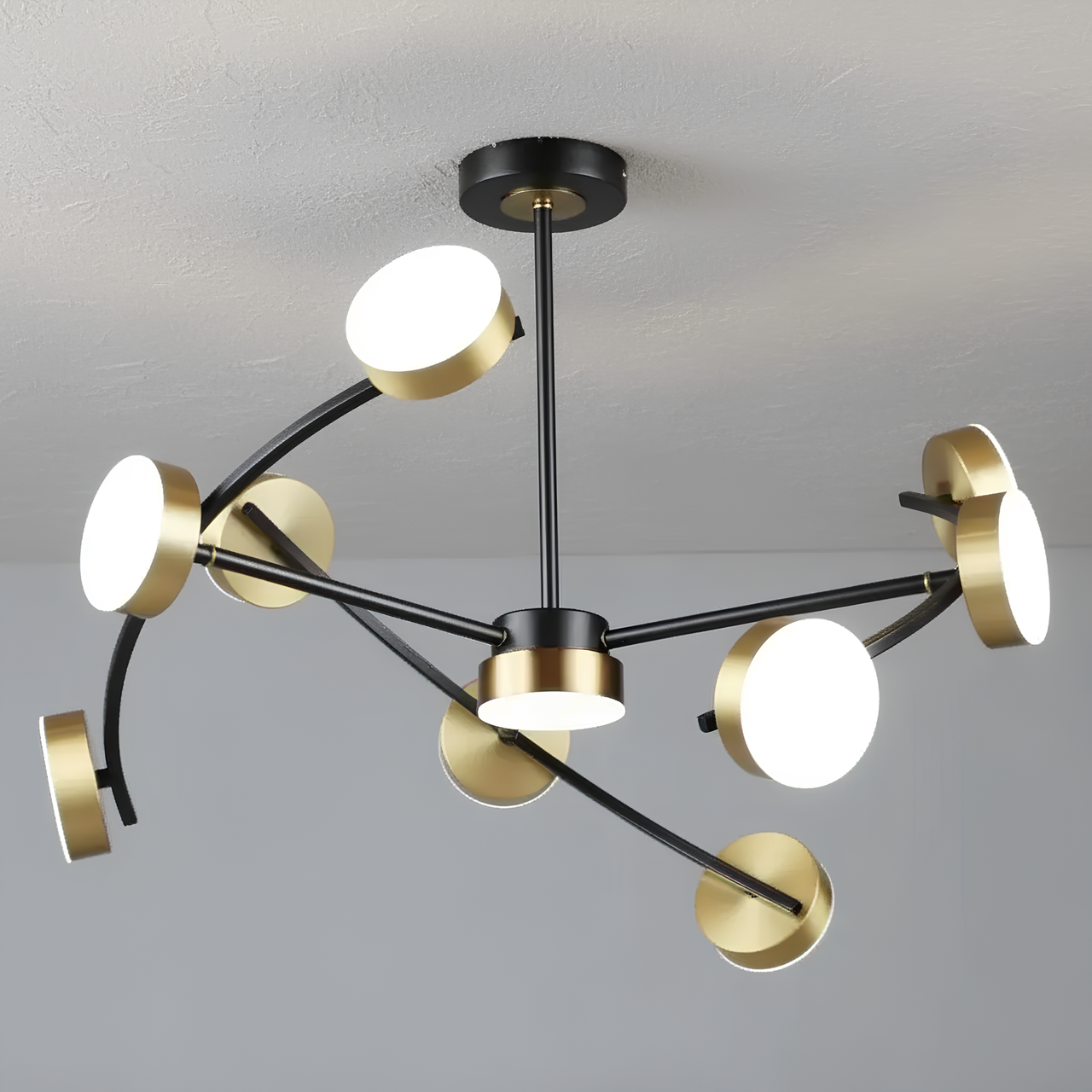 Люстра светодиодная Sirius 70W с металлическим каркасом 3000-6500K Черный/Золотой (B N6340/10 BK+COP)