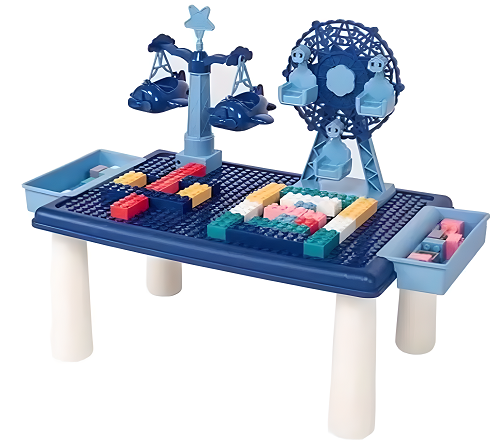 Детский игровой столик c конструктором RUNRUN Block World LX881 69 шт. Синий