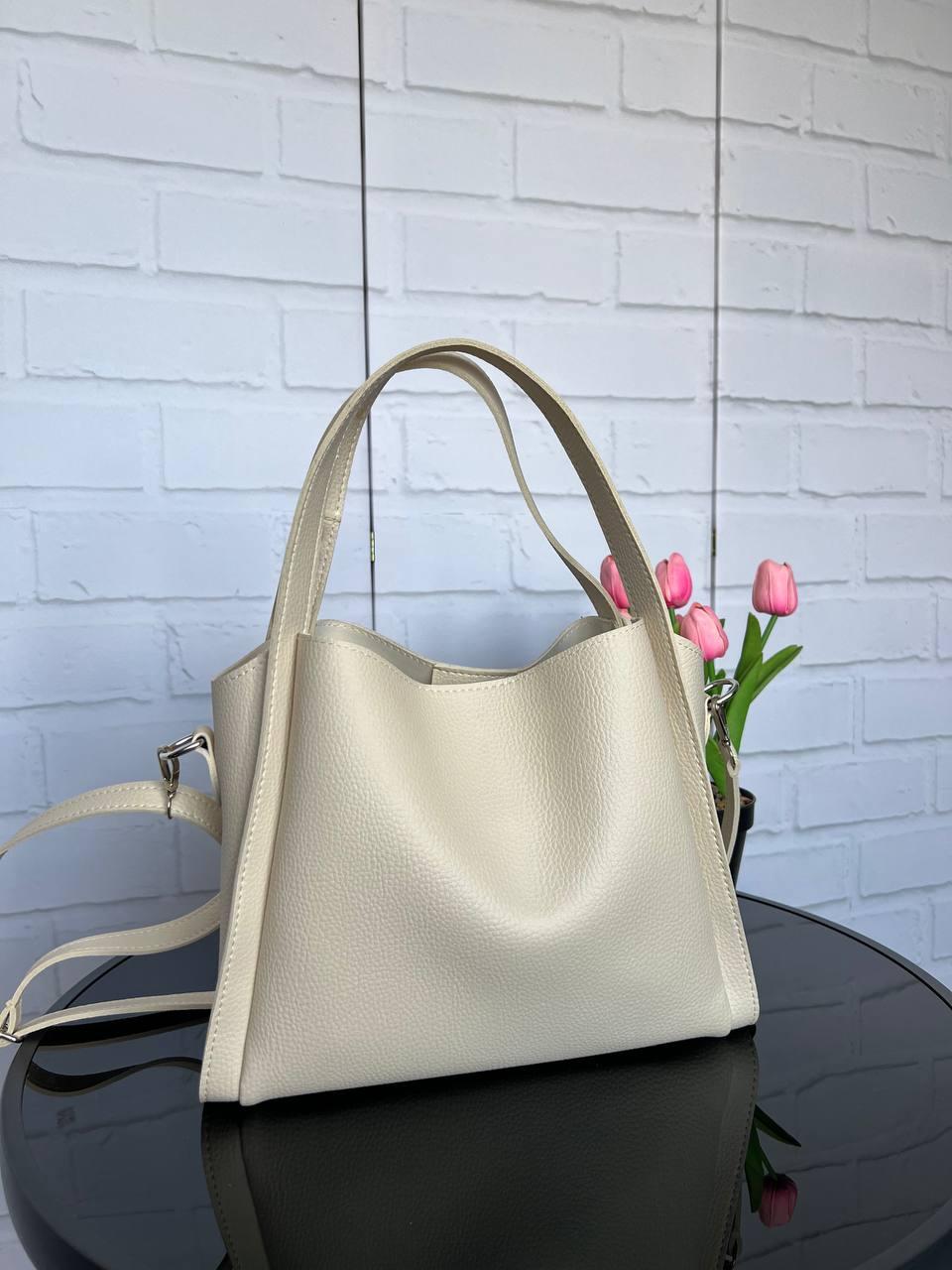 Сумка женская через плечо большая вместительная с принтом кроко экокожа 30х25х13 см Темно-бежевый - фото 7 Сумка женская через плечо большая вместительная с принтом кроко экокожа 30х25х13 см Темно-бежевый - фото 7