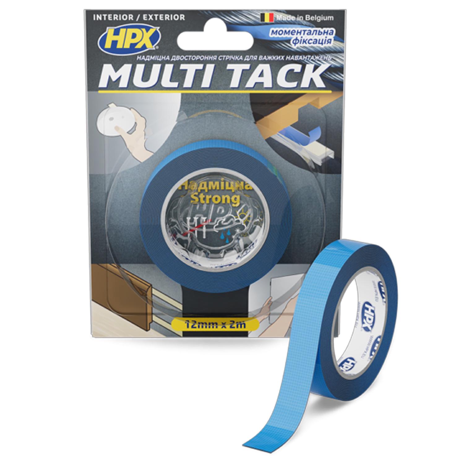 Лента двухсторонняя HPX MULTI TACK MTT1202 12x0,8 мм 2 м ткань/каучук Прозрачный (INRUC0020018002000) - фото 2