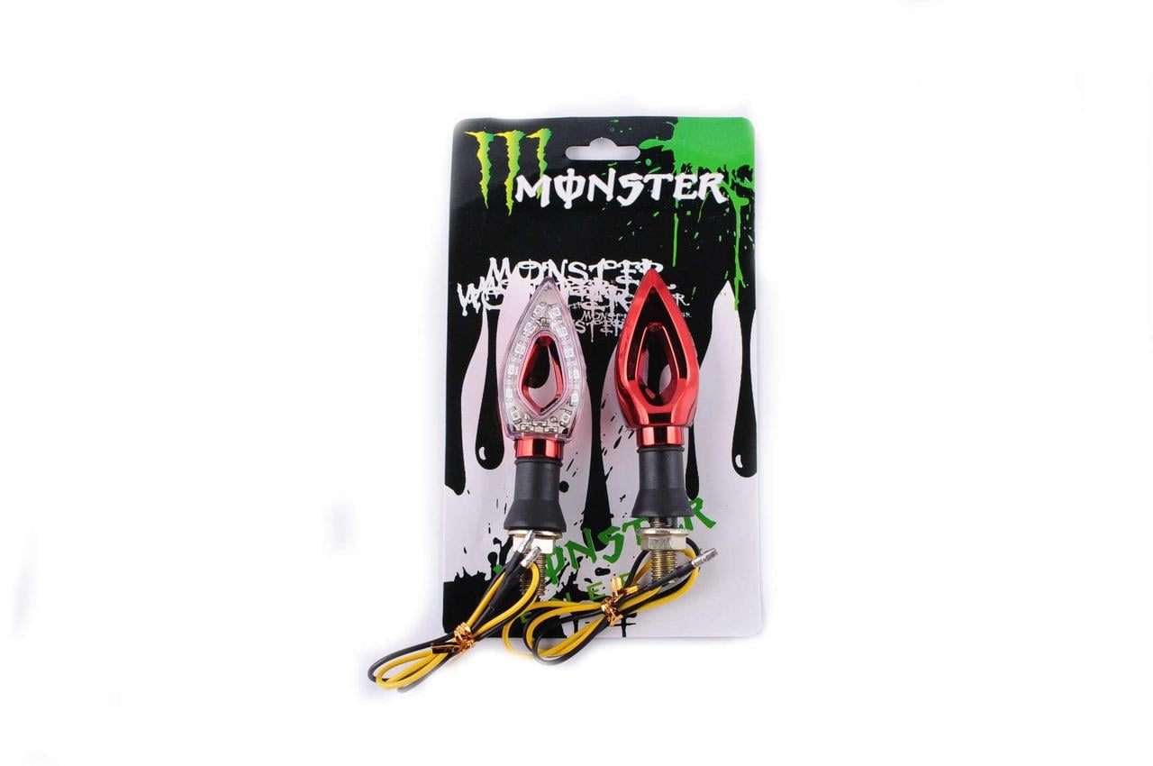 Повороты светодиодные стреловидные MONSTER ENERGY Красный/Прозрачный (2177229404)