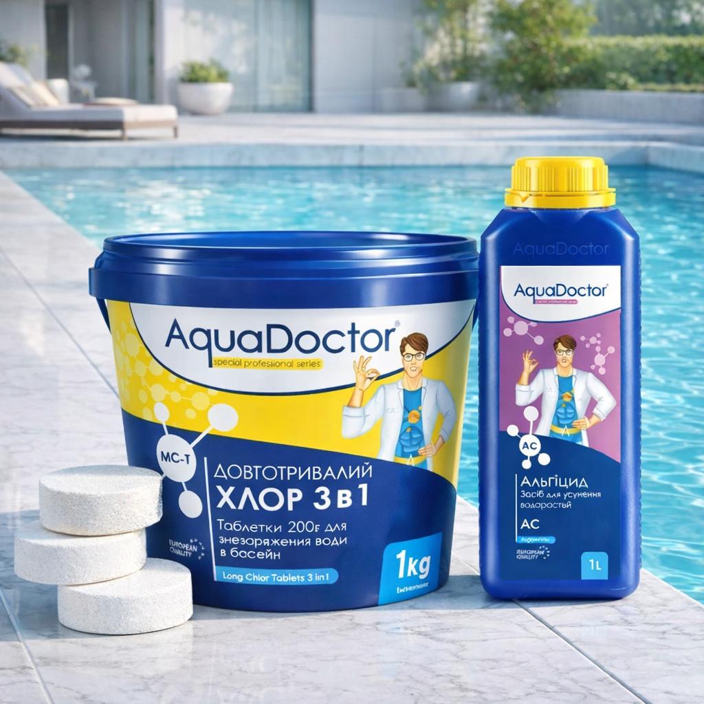 Набір засобів для дезінфекції води в басейні Aquadoctor 2 в 1 (2645)