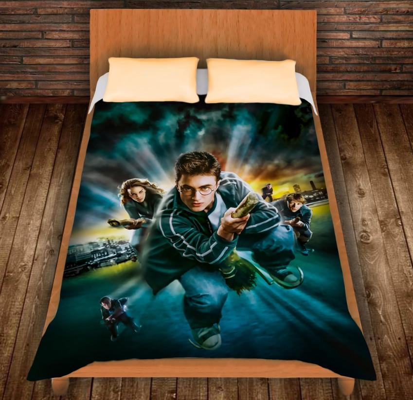 Плед с 3D принтом Гарри Поттер Рон и Гермиона в полете на метлах 150x200 см (epi_0374)