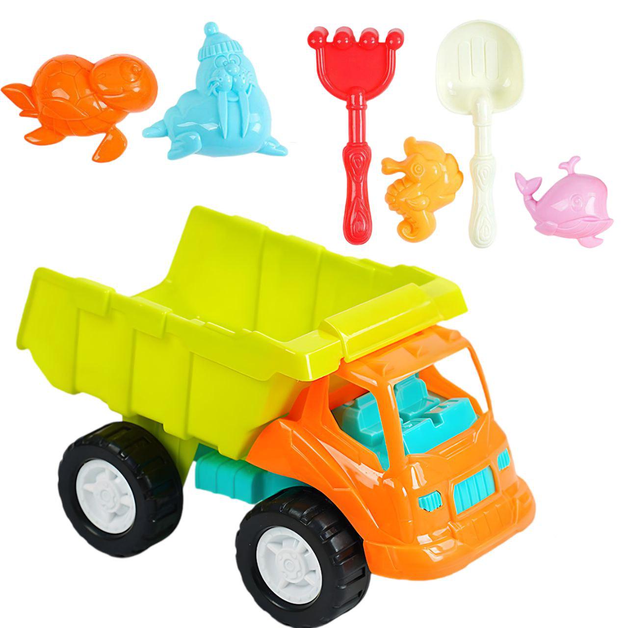Набор для песочницы игровой KZ 6434-1 самосвал/формочки/лопатка и грабли (26919114)