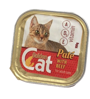 Паштет для котів Golden Cat зі смаком яловичини 100 г/16 шт.