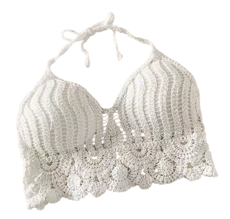 Топ-бюстгальтер вязаный на завязках S/M Белый (22-92-1571-Б)