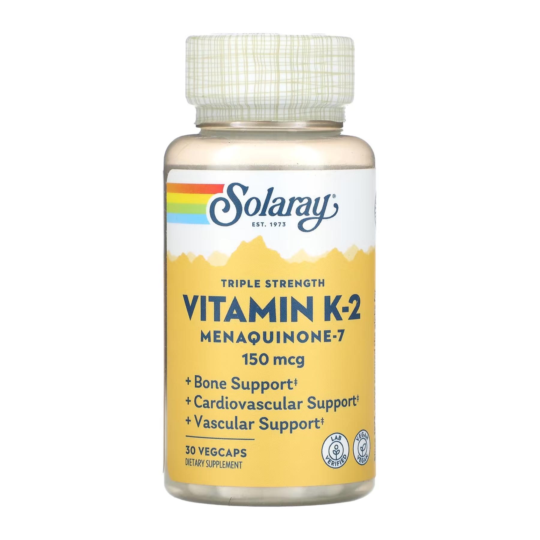 Витамин К Solaray Triple Strength Vit K-2 MK-7 150 мкг 30 коп.