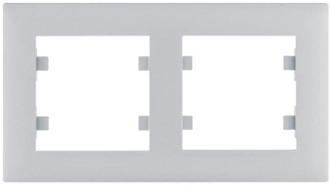 Рамка двойная Hager Lumina-Intens горизонтальная Серебряный (28684621)