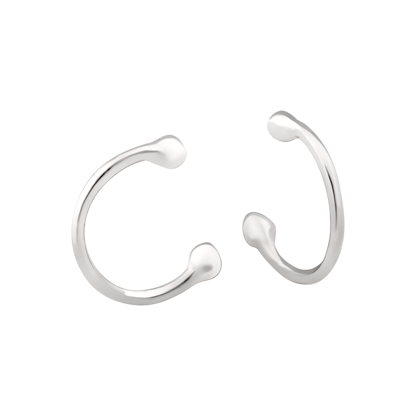 Серьги серебряные кафы тонкие гладкие кольца без камешков