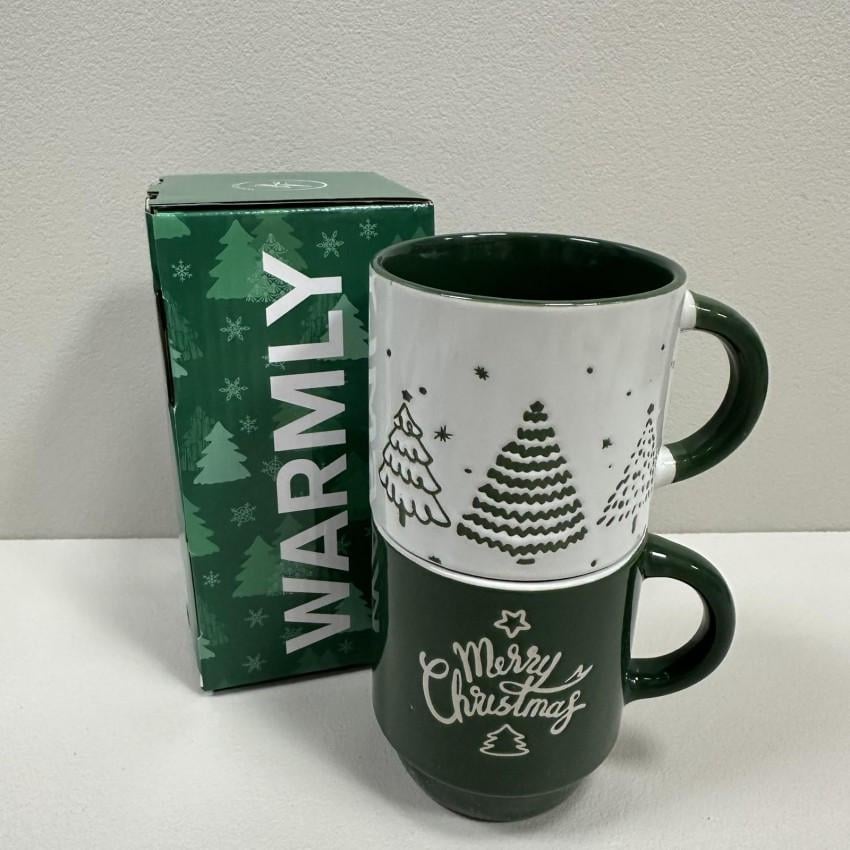 Набор керамических чашек Limited Edition TRSC-BH5019 NY Warmly 320 мл 9 см d 8 см 2 шт. Green-grey (2815966027) - фото 3 Набор керамических чашек Limited Edition TRSC-BH5019 NY Warmly 320 мл 9 см d 8 см 2 шт. Green-grey (2815966027) - фото 3