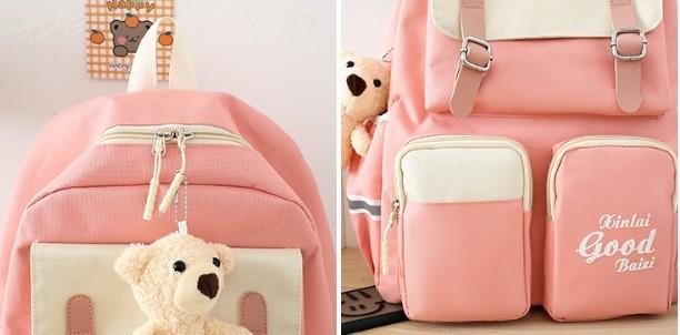 Рюкзак шкільний для дівчинки Good 5в1 шоппер/пенал/сумочка/гаманець Рожево-білий (DR017870) - фото 11