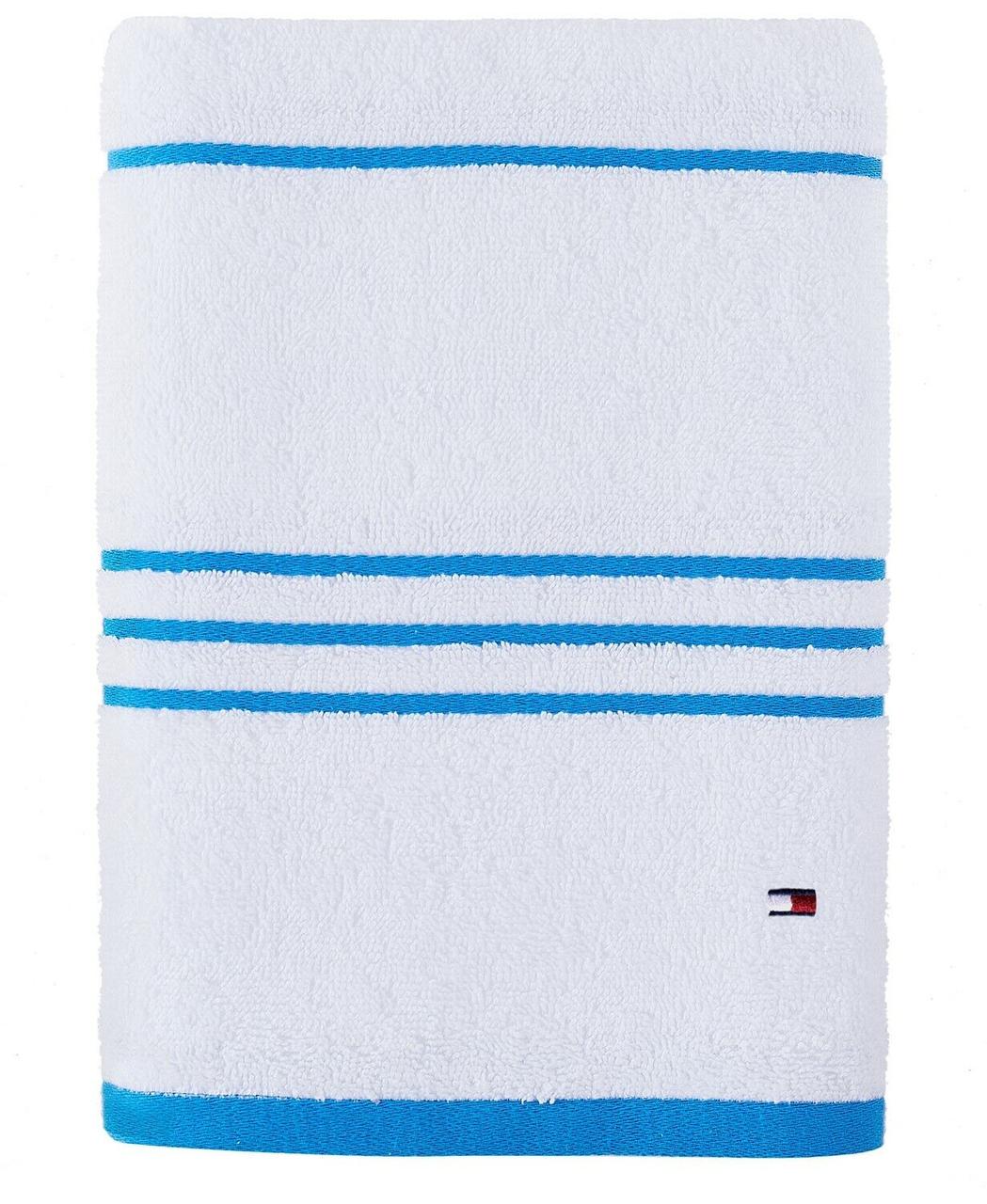 Полотенце банное Tommy Hilfiger Modern American Solid Cotton Bath Towel Белый/Голубой полоска (2002552959) - фото 1