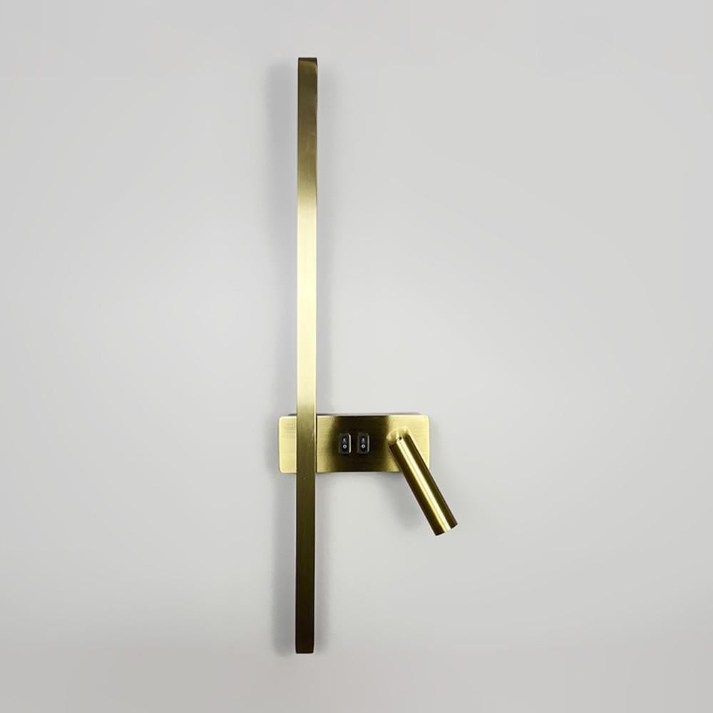 Бра латунное линейное со спотом справа и 2-мя выключателями 65 см (WB 121/600 R AB)