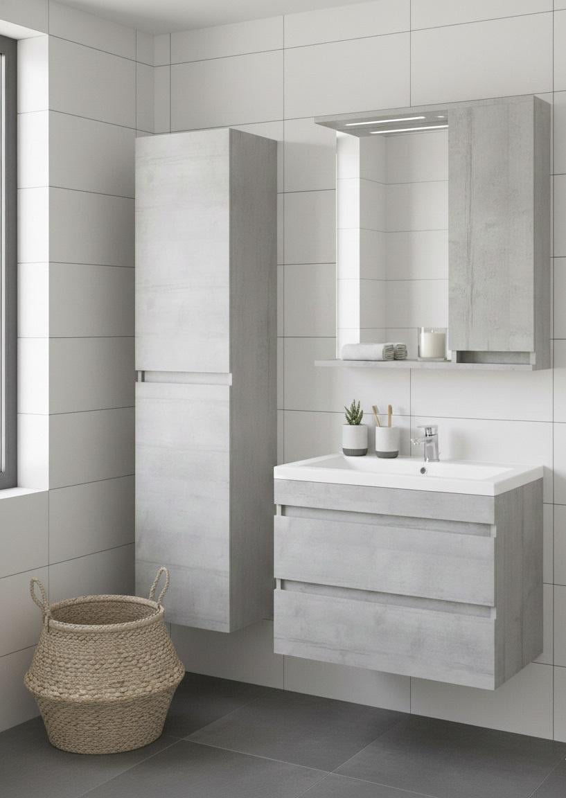 Зеркало с шкафчиком подвесное MEBLIBUD RENE с Led подсветкой правостороннее Монолит 60 см