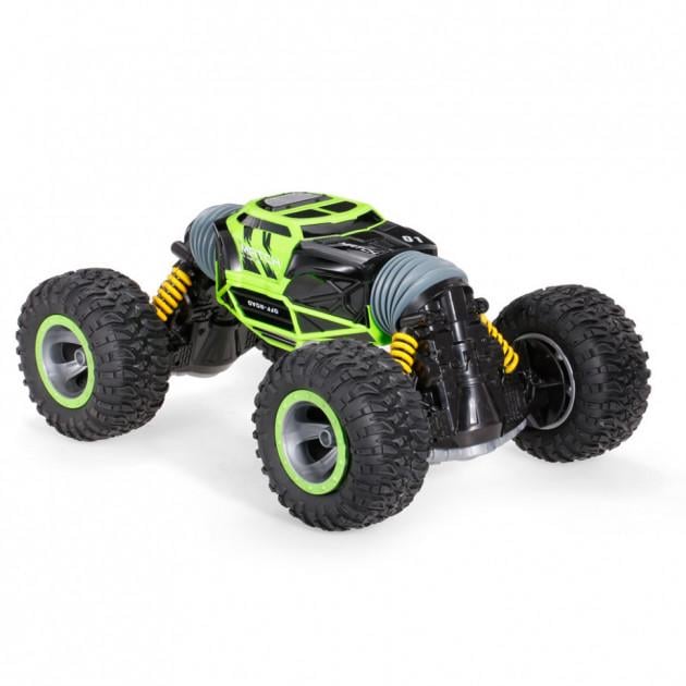 Радиоуправляемая игрушка SUNROZ Double Sided Stunt Car детский трюковый внедорожник 1:18 Зеленый (SUN2356)