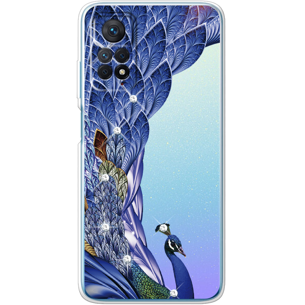 Чехол BoxFace Xiaomi Redmi Note 11 Pro Павлин со стразами Прозрачный силикон (44185-rs7-44185)