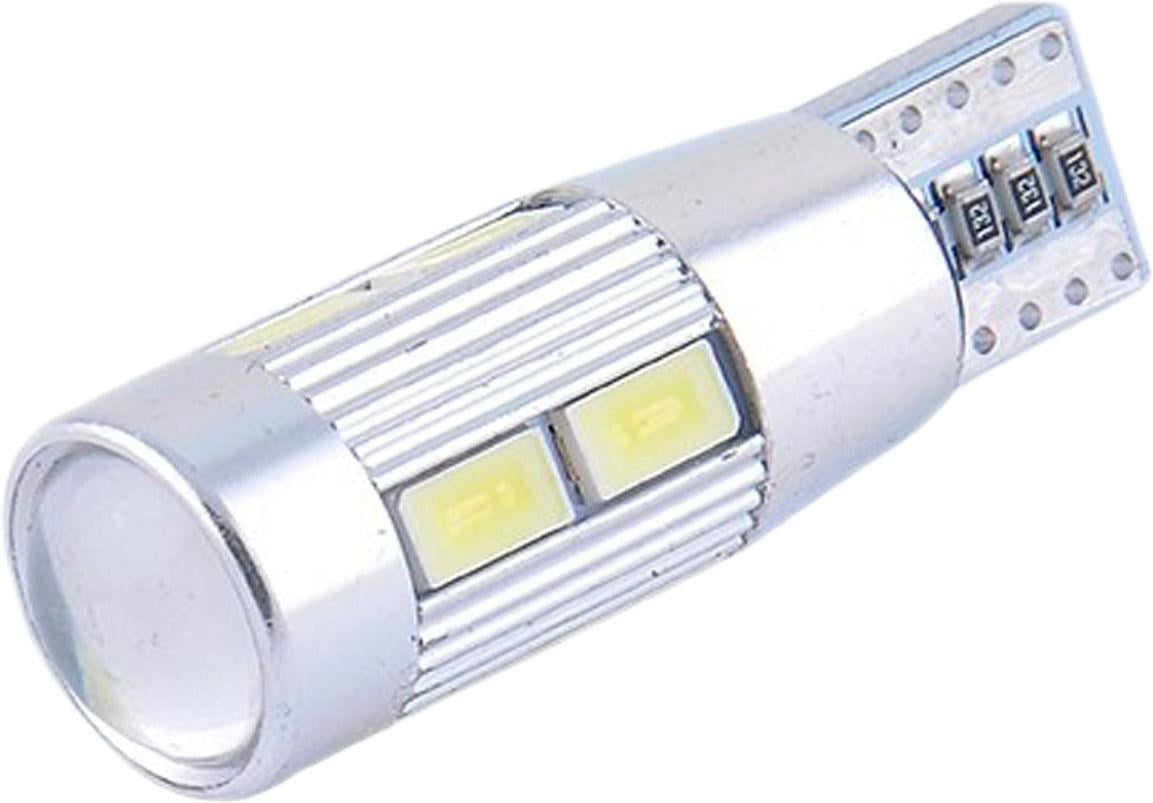 Лампочка без цоколя LED T10_W5W SMD 10-диодов 12V W2.1x9.5d CANbus Solar 2 шт. Белый(SL1348)