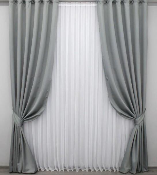 Штори для вітальні/спальні Felicita 3x1,5 м 2 шт. Сірий (1257ш)