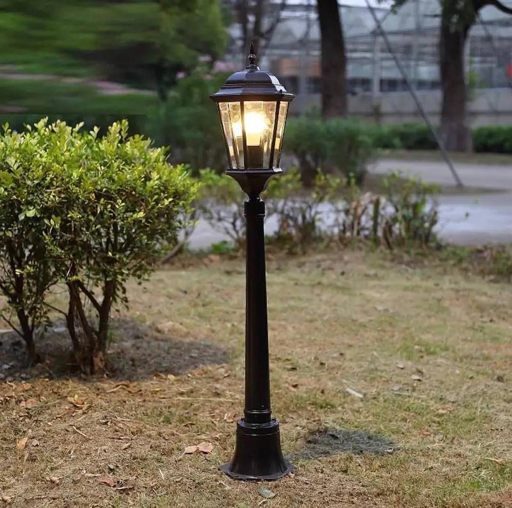 Уличный фонарь 600A BK с прозрачным стеклом и ножка к уличному фонарю Черный (9030 BK S/Sта600A BK)