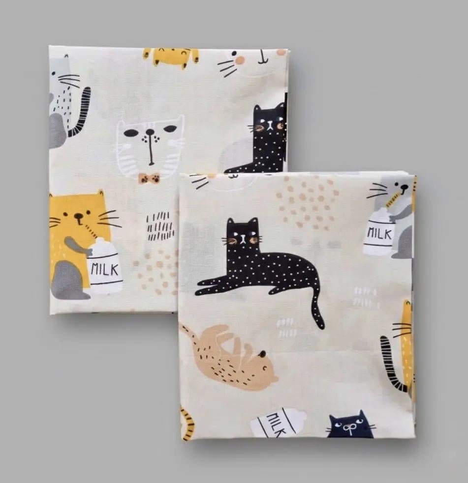 Пеленка детская BST Кошки из натуральной хлопковой ткани 2 шт. 90х80 см Бежевый (2506163869)
