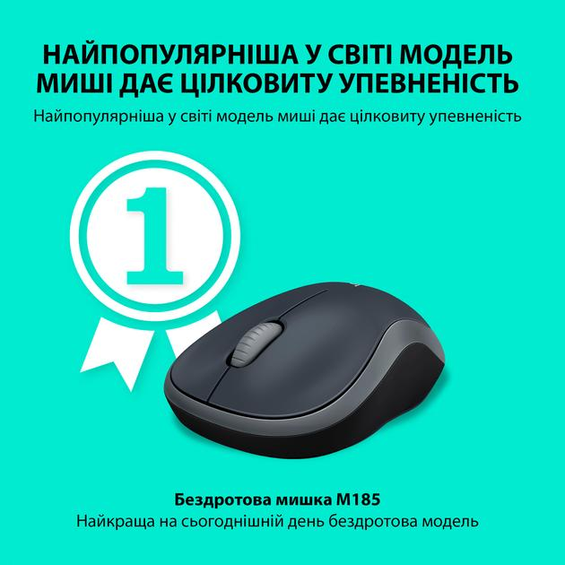 Мышь Logi M185 Wireless Серый (00000072) - фото 2 Мышь Logi M185 Wireless Серый (00000072) - фото 2