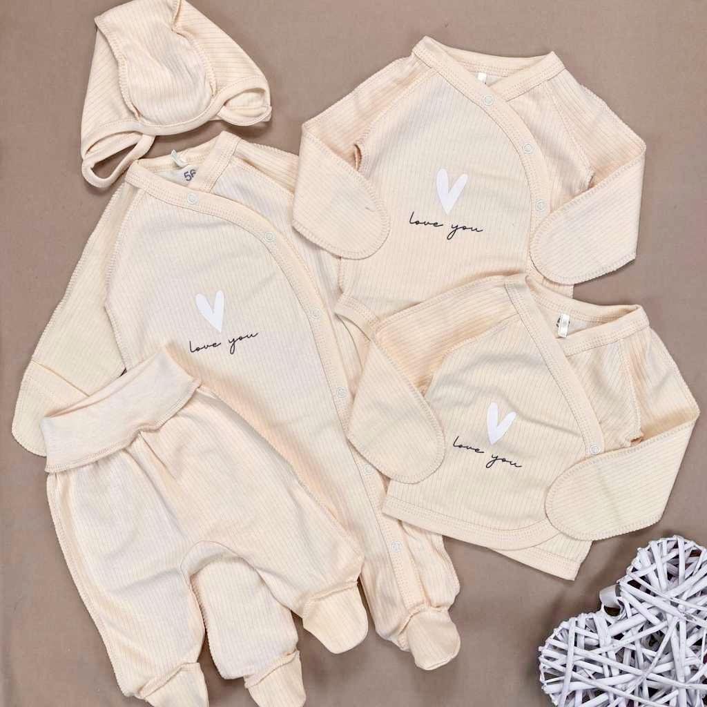 Комплект с человечком RoyalBaby Love You интерлок 5 шт. р. 56 Ванильный (143934-19301)