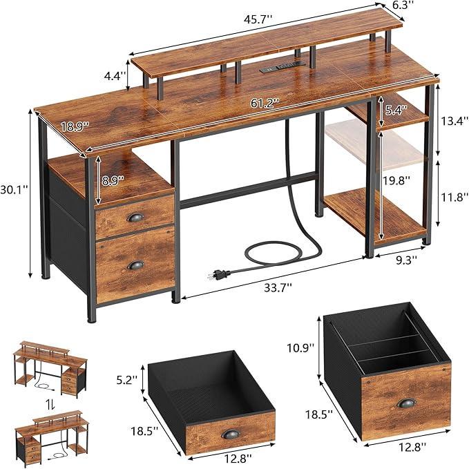Комп'ютерний стіл Furologee з полицями та підставкою для монітора - фото 4