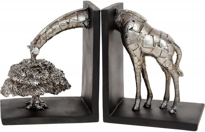 Держатель для книг Жираф декоративный 30,5х10х18 см полистоун Стальной (BD-450-925)