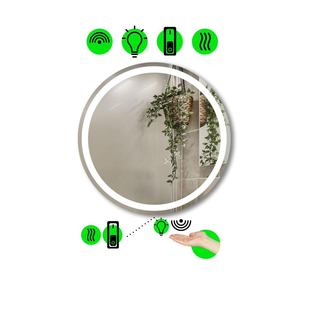 Дзеркало з LED підсвіткою Amica з ІЧ вмикачем і підігрівом з механічним керуванням 60x60 см (Amica26-top)