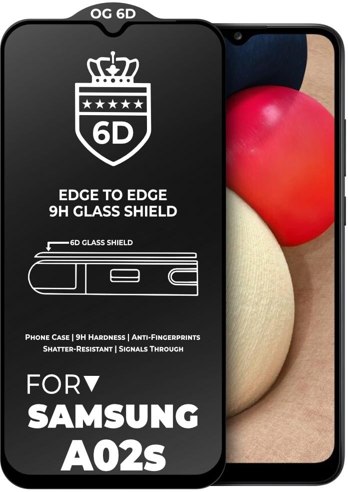 Защитное стекло 6D для Samsung Galaxy A02s A025 Black (23785)