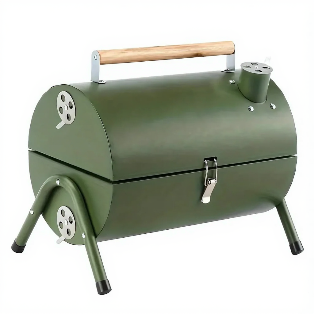 Гриль угольный двухсторонний раскладной на ножках с решеткой 38х25х35 см Зеленый (BQ-2)