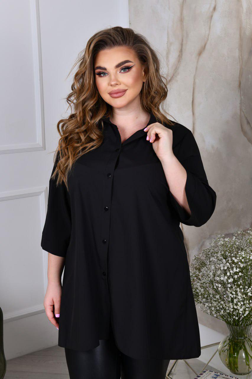 Блузка свободного фасона р. 60-62 Черный (7018) - фото 3